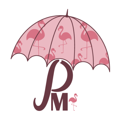 Persnickety marketing logo with pink flamingo umbrella icon, representing creative and personalized marketing solutions.